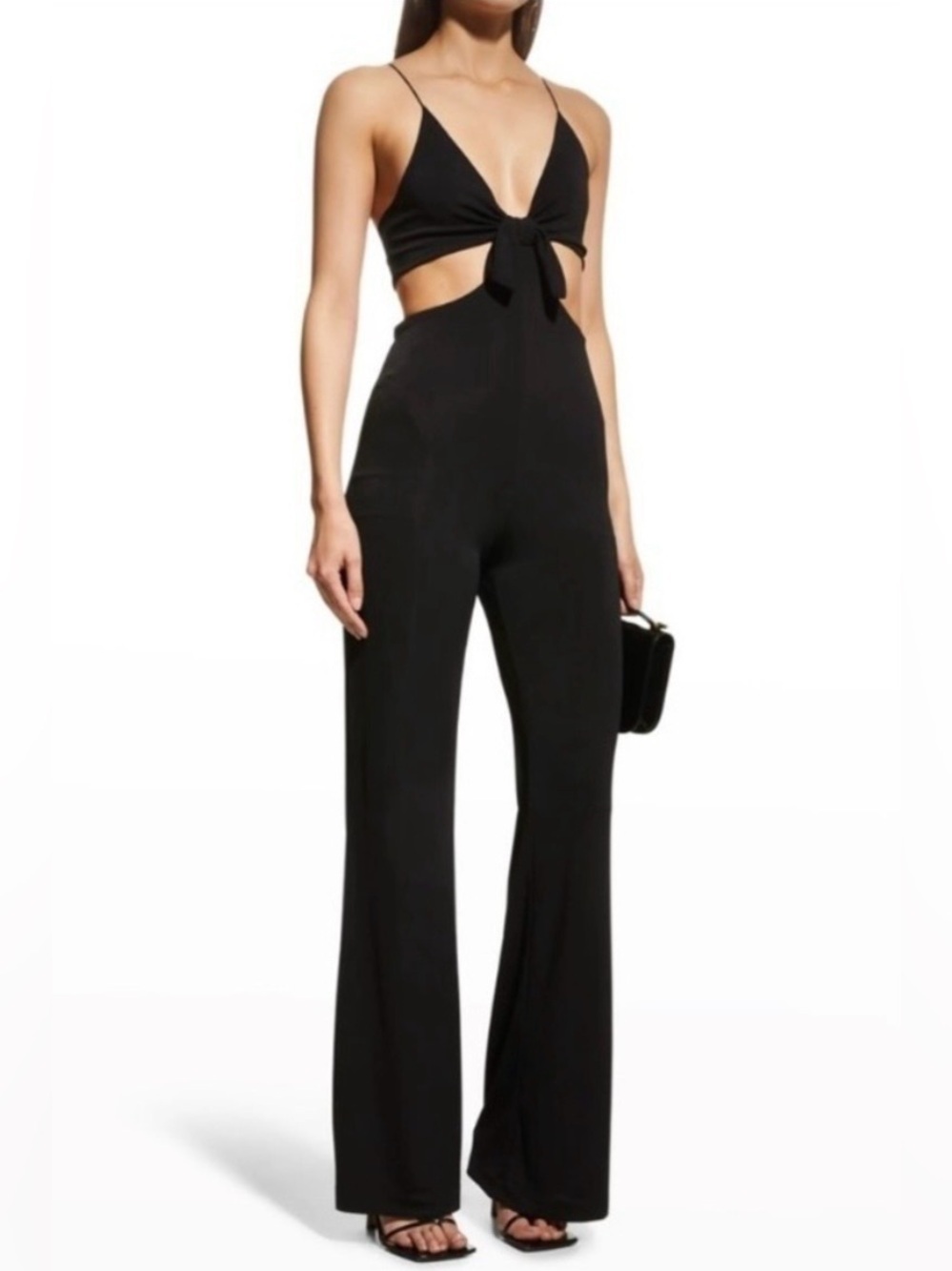 Alice + Olivia Havana Front Tie-Bow Jumpsuit